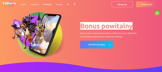 Bonus powitalny na stronie Cadoola Bonus powitalny na stronie Cadoola